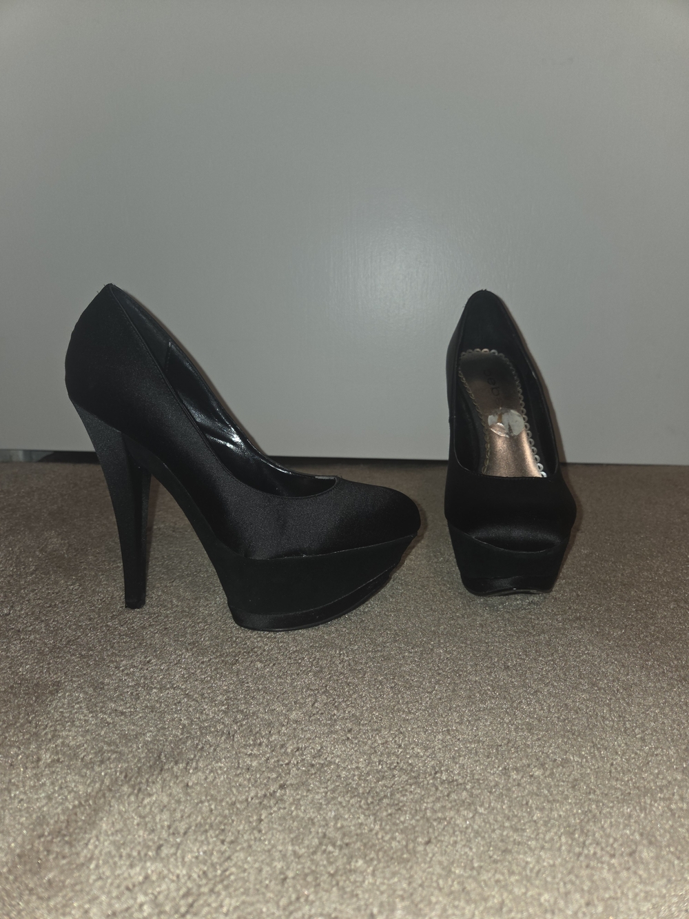 Vintage Bebe Black Platform Heel Pumps